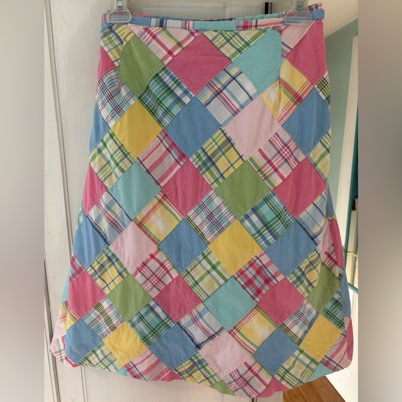 Vintage Patchwork Madras Skirt Brooks Brothers Size 12 lined - Picture 2 of 5